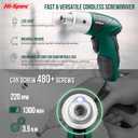Hi-Spec 3.6V Cordless Electric Screwdriver Set with Interchangeable Bits, Green