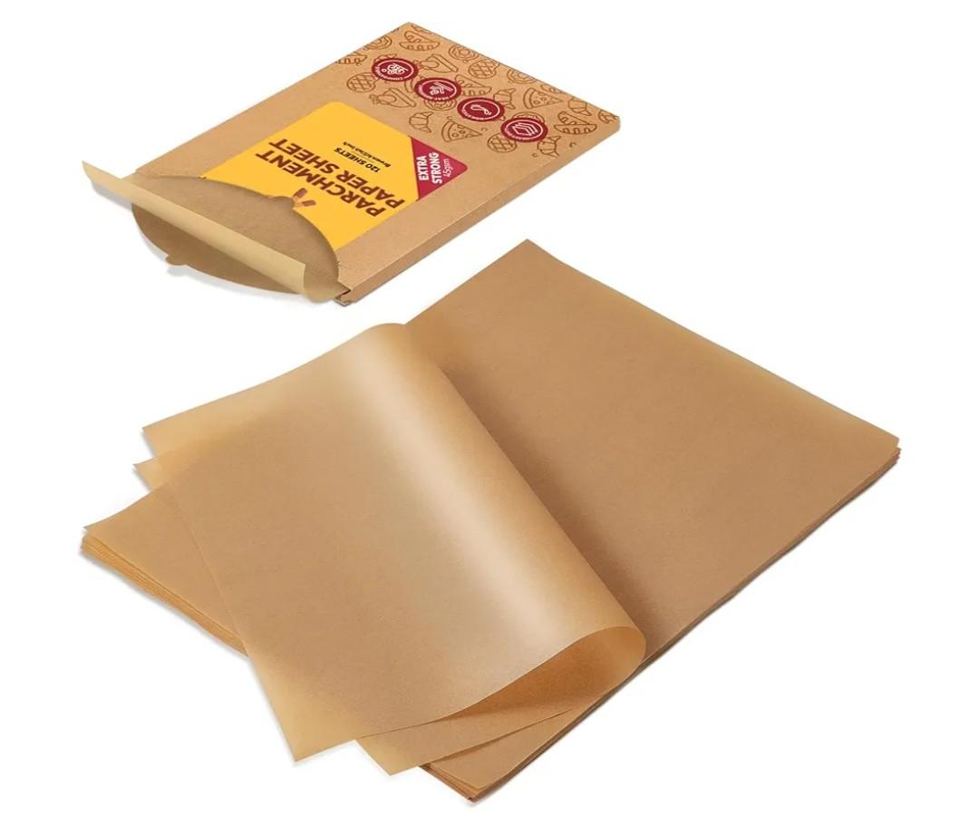 Katbite 120Pcs 8x12 Inches Parchment Paper Sheets, Heavy Duty Unbleached Baking Paper, Pre-cut Parchment Paper for Baking, Air Fryer, Grilling, Steaming