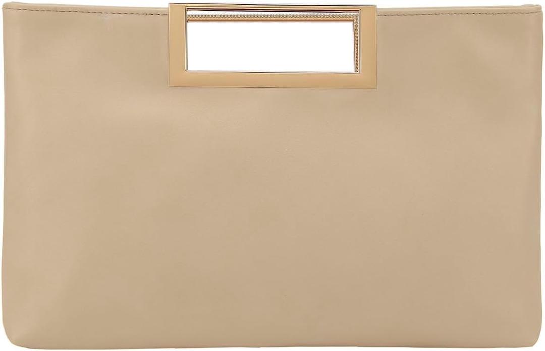 CHARMING TAILOR Fashion PU Leather Handbag Stylish Women Convertible Clutch Purse (Taupe)