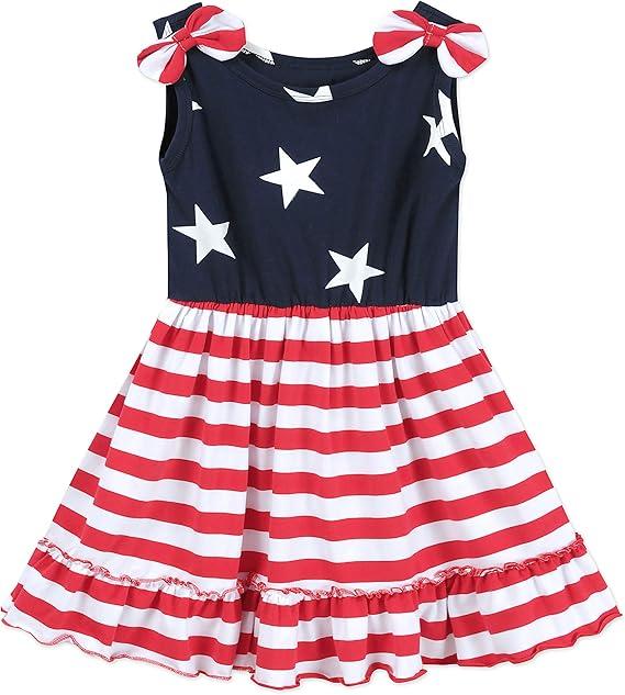 4th of July Dress Toddler Girls American Flag Casual Sundress Baby Patriotic Outfit 2T 3T