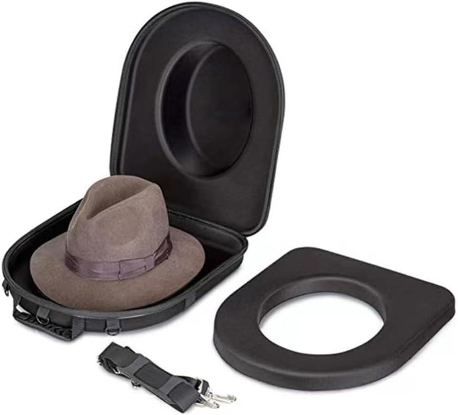 Travel Hat Carrier Case Cowboy Hat Box, Hard Cap Storage Organizer with Carrying Handle & Adjustable Shoulder Strap for Cowboy, Panama, Tweed Hats (Black)