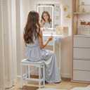 Small Vanity Desk for Compact Space: Mini Makeup Table Set for Bedroom - Tiny White Vanity with Mirror for Girls, 17.7"D x 19.6"W x 59.8"H