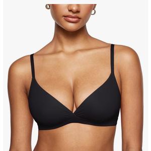 INLYRIC Women's Inbarely Triangle Bralette Comfortable Unlined V Neck Wireless Smoothing Bra Top Stretch XL