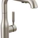 Delta Almari Brushed Nickel Kitchen Faucet with Pull-Out Sprayer, Modern Single Hole Kitchen Sink Faucet, Single Handle, Stainless 16943-SS-DST
