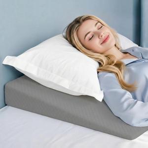 Wedge Pillow, 5 inch Bed Wedge Pillow for Sleeping, Snoring, Back Support, After Surgery, Removable Washable Cover (Grey)