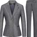 Women's Business Suits for Work Professional 2 Piece Slim Fit Outfits Pants Suit for Women, L