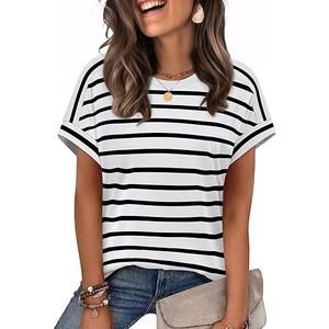 WIHOLL Womens Tops Short Sleeve Shirts Summer Outfits 2026 Spring Dressy Casual Clothes Clothing, Medium 