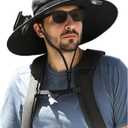 Solar Powered Fan Hat with 2 USB Solar Charging Removable Fans Wide Brim Sun Hat for Outdoor Fishing, Hiking Gardening