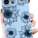 OOK Floral case for iPhone 15 Pro Max Case, Cute Sunflower Floral Blooms Design Soft TPU Shockproof Protective for Women Girls Slim Phone Cover - Blue Flower