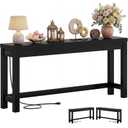 Cyclysio 47" Console Table with 2 AC Outlets & 3 USB Ports, Black