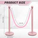Ferraycle 4 Pcs Stainless Steel Stanchions Post Queue 38 Inch, 5 ft Velvet Carpet Ropes and Pole, Control Barriers for Wedding Birthday Party Decoration Sand Injection Hollow Base Set (Gray Pink)