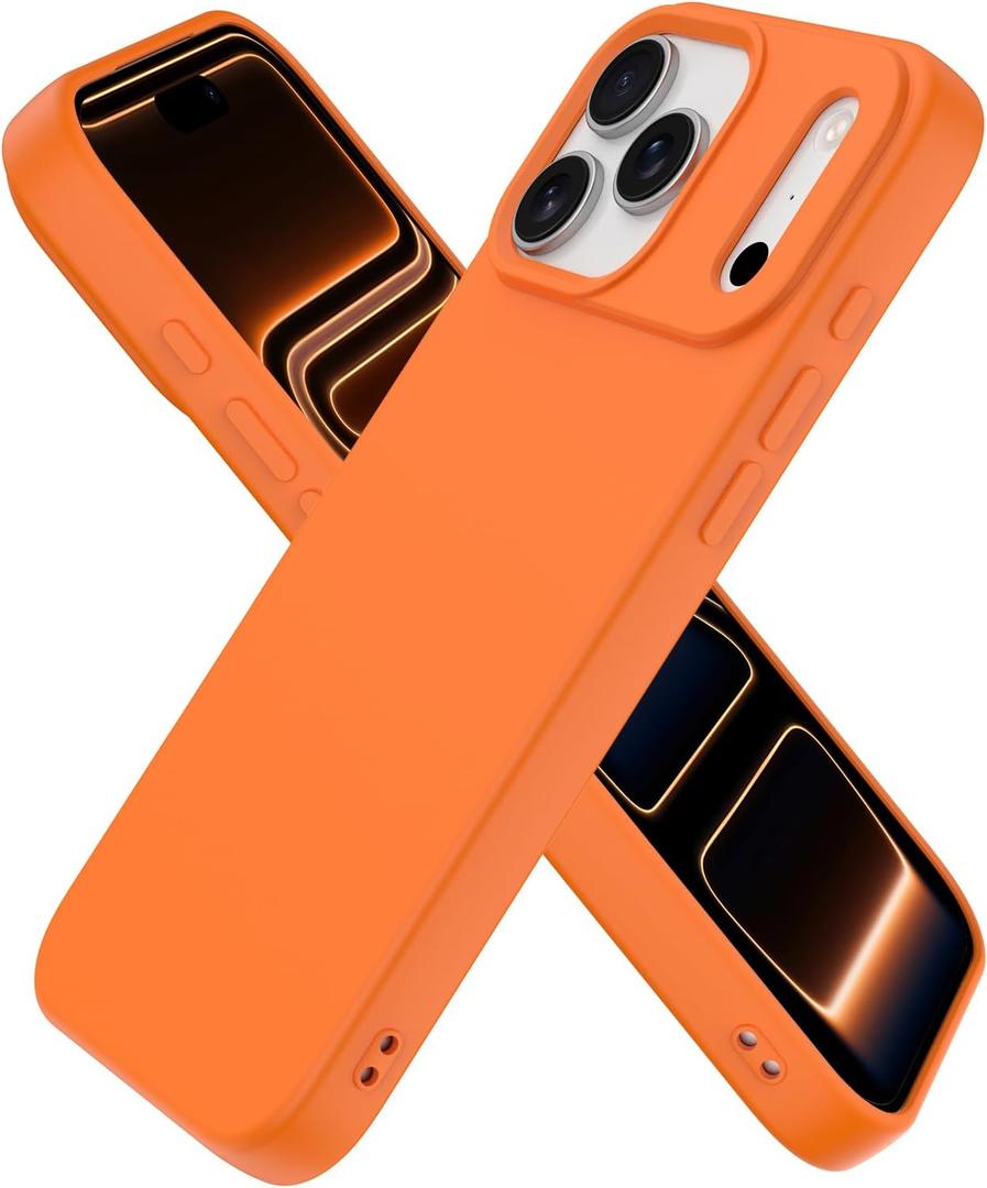2 x Compatible with iPhone 17 Pro Case, Shockproof Liquid Silicone Protective Phone Case with Soft Anti-Scratch Microfiber Lining Ultra Slim Drop Protection Phone Cover (Orange)