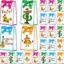 Gersoniel 24 Pack Cinco De Mayo Clear Gift Bags with Handles Reusable Plastic Mexican Party Gift Bags with Ribbons Fiesta Goodie PVC Pouches for Birthday Holiday Party Supplies, 7 x 10 x 3.15 Inch
