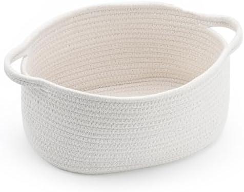 Happyiren Cute Woven Storage Basket with Handle, Baskets for Gifts Empty, Gift Baskets for Burr Valentines Day Birthday Baby Shower, Decorative Organizer Container for Baby Toy, 13" D x 8" W x 6" H