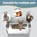 Stainless Steel Cat Litter Box - Large Metal High-Sided Pan for Cats, Pets, Non-Stick, Odor-Free, Easy to Clean, Splash-Proof, Durable (17.7" L x 13.8" W x 6" H)