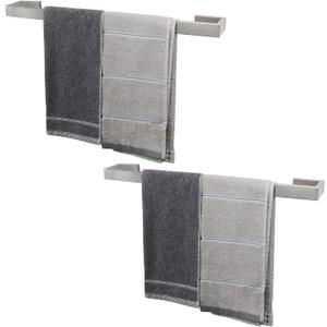 TocTen Bath Towel Rack - 2 Pack Square Base Thicken SUS304 Stainless Steel Towel Bar for Bathroom, Bathroom Bar Accessories Towel Rod Heavy Duty Wall Mounted Towel Holder(Brushed Nickel, 24 Inch)