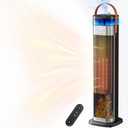 Tower Space Heater, Portable Electric Space Heaters for Indoor Use with Thermostat,Spray Humidification,3D Simulated Charcoal Flame,Remote,2000W PTC Ceramic Fast Safe Heating for Bedroom Home Office