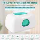 Baby Wipe Warmer with 16-Level Precision Heating, Portable USB-Powered Wet Wipe Warmer, Auto-Lift Spring Wet Wipes Dispenser, Gentle 45-60 Diaper Wipes Warmer for Diaper Changes, Home & Travel Use