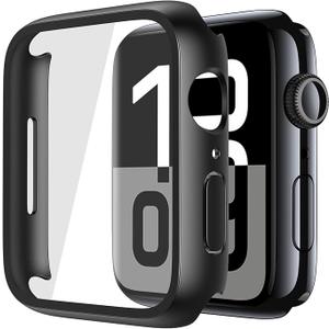 Misxi 2 Pack Tempered Glass Case Compatible for Apple Watch Series 11 (2025) Series 10 42mm, Hard PC Screen Protector Overall Protection Ultra-Thin Lightweight Scratch-Resistant Cover for iWatch, Black