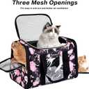 Petmolico Cat Carrier Soft-Sided Pet Bag for Small Medium Cats Puppies 16LBs - Airline Approved Cat Travel Carrier 3 Open Doors (Large,Pink Peony)