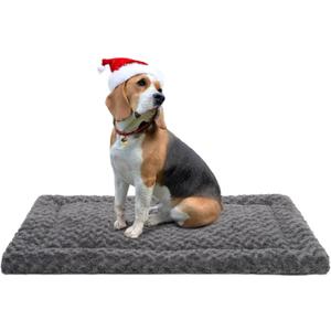 Washable Dog Bed Mat Ultra Soft Dog Crate Pad Comfy Fluffy Pet Kennel Beds Sleeping Mattress for Large Jumbo Medium Small Dogs, 35 x 22 Inch, Gray (Grey)