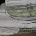 Great Bay Home Striped Quilt Set - 3-Piece Full/Queen Size Farmhouse Bedding Set - Lightweight, All-Season, Reversible Bedspread (White/Green)