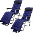 67 x 19 Inch Chaise Lounge Cushions Soft Lounge Chair Cushion Gravity Chair Cushion Sofa Lawn Furniture Cushion Pad with 6 Tie for Outdoor Indoor Patio Home Without Headrest (Navy Blue,2 Pcs)