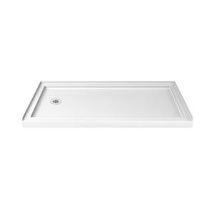 DreamLine SlimLine 36 in. D x 60 in. W x 2 3/4 in. H Left Drain Single Threshold Shower Base in White, DLT-1136601