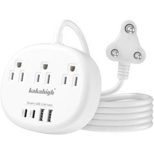 South Africa Plug Adapter, Type M Adapter for South Africa with 3 American Outlets 4 USB Ports (2 USB-C) Total 24W, Type M Plug Converter for USA to South Africa Botswana Namibia Nepal Bhutan
