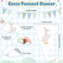 Pasimy 5 Pcs One Silly Goose Birthday Party Decorations Blue Green Gingham Print Pennant Banners Funny Geese Triangle Bunting Banners for Farm Animal Baby Shower First Birthday Party Decorations