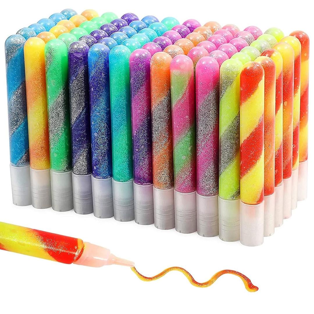Bright Creations Craft Glue Pens - 72 Pack, 0.35 Oz Each, 12 Rainbow Swirl Colors - Washable Glitter Gel Pens & Adhesive for Glue Projects for Kids & Arts & Crafts & Slime