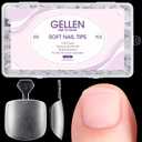 Gellen Press On Toenails 300PCS Short Square Toe Nail Tips Full Cover Matte Soft Gel Fake Toenails, 12 Sizes Clear Toe Nail Extensions with Easy Handle for Pedicure DIY Home Nail Salon