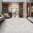 Luul Home Modern Micro Loop Indoor Area Rugs for Living Room Bedroom Kitchen Geometric Trellis White 10x14 Luxury Durable Low and High Pile Non-Shedding Stain Resistant Soft Area Carpet 10 x 14