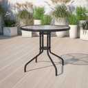 Flash Furniture Bellamy 31.5" Round Indoor/Outdoor Tempered Glass Metal Frame Side Table