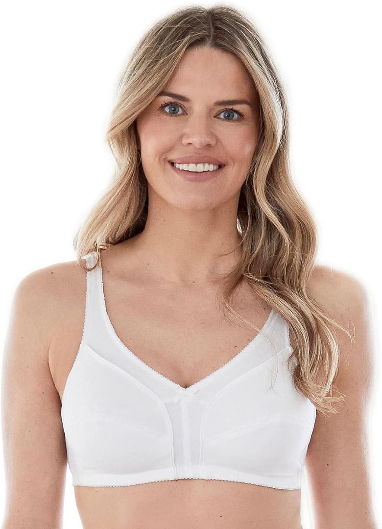 Bestform 5006825 Comfortable Wireless Cotton Bra with Unlined Seamed Cups (38B, White)