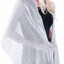 MissShorthair Women's Sparkle Shawls and Wraps for Party Dresses (Silver)
