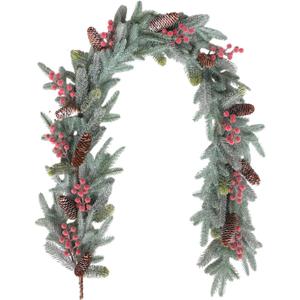 idyllic 6FT Christmas Garland with Red Berries and Pinecones - Table Decor, Winter Greenery for Holiday Season Mantel, Fireplace, Table Runner, Centerpiece Decoration