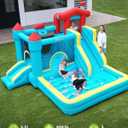 Outfunny Inflatable Bounce House, Kids Bouncy House for Boys 3-12 with Slide, Outdoor & Indoor, 450W Blower - Sky Blue, Large