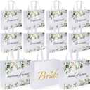 Set of 12 Greenery Eucalyptus Bridesmaid Tote Bags Large Reusable Bridal Shower Gift Bags with Handle for Wedding Bridal Shower Proposal Bachelorette Supplies 11.8 x 3.9 x 9.8 Inch