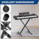 GLEAM Keyboard Stand and Bench Set, Double X Style Digital Piano Stand Height from 19" to 38", Heavy Density Foam Padded Stool from 14" to 18" Black