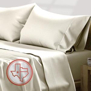 TEXAS LINEN CO. 100% Egyptian Cotton Sheets, 600 Thread Count 4 PC Queen Size Sheet Set, Soft, Cooling, High Thread Count Sateen, Extra Long Staple Luxury Bedding, 16 in Deep Pocket - Ivory