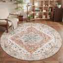 Ciicool 5ft Round Area Rug Washable Bedroom,Circle Non-Slip Oriental Entryway Throw Boho Rugs Low-Pile Indoor Carpet for Dining Room Living Room