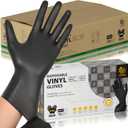 Black Vinyl Gloves, Food Grade Gloves Disposable Latex Free & Powder Free, Guantes for Cleaning Cooking Food Prep (Medium)