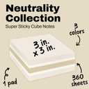 Post-it Super Sticky Notes, 1 Cube Note Sticky Notes Pad, 3 x 3 in., School Supplies and Oﬃce Supplies, 2X the Sticking Power, Neutrality Collection
