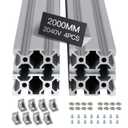 4 Pcs 2000 Mm 2040 V-Slot Extrusion Aluminum Profile, Anodized Linear Rail for 3D Printer Frame, CNC Machine, DIY Robotics & Structural Projects Silver