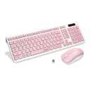 Wireless Keyboard and Mouse Combo, Full-Sized Wireless Keyboard and Adjustable DPI Mouse, 2.4GHz USB Receiver, Wireless Keyboard and Mouse for PC, Windows, Desktop, Laptop (pink)