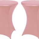 FestiCorp 2 Pack Spandex Cocktail Table Covers Fitted Clothes, Elastic Round Table Cover, Stretch Tablecloth for Party, Bar, Wedding, Birthday, Banquet, Pink, 30"-32" Diameter x 40"-43" Height