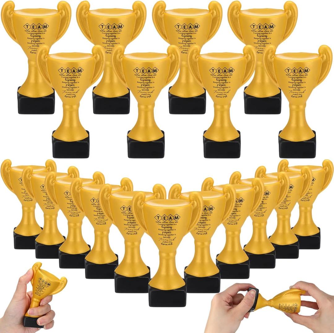12 Pcs Relief Stress Appreciation Gift for Team, Employee Squeeze Trophy Inspirational Mini Trophy Stress Ball Bulk Recognition Award for Coworker Staff Team Office Business