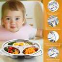 Jinei 20 Pieces Kids Stainless Steel Utensils Set Include 4 Panda Shaped Plates, 4 Bowls, 4 Cups, 4 Spoons, and 4 Forks, Stainless Steel Dinnerware Set for Toddler Utensils silverware