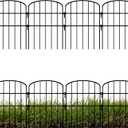 ShopLaLa Decorative Garden Fencing (10 Panels) 12in(L) x 16.5in(H) Rustproof Metal Wire Animal Barrier Fence, Flower Edging for Landscape Patio Outdoor Decor, Yard Fences for Dog No Dig Black D-K16.5
